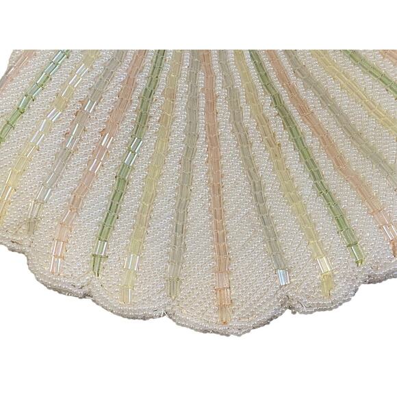 Antique Vintage 1950s Pearl Beaded Seashell Fancy Gold Chain Clutch Purse - Picture 6 of 11